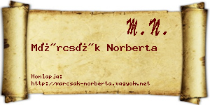Márcsák Norberta névjegykártya